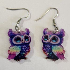 Colorful Owl Earrings Light Weight